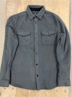 QUIET STORM Polar Fleece Shirt Jacket Shacket Mens S Small Grey Gray Snap New